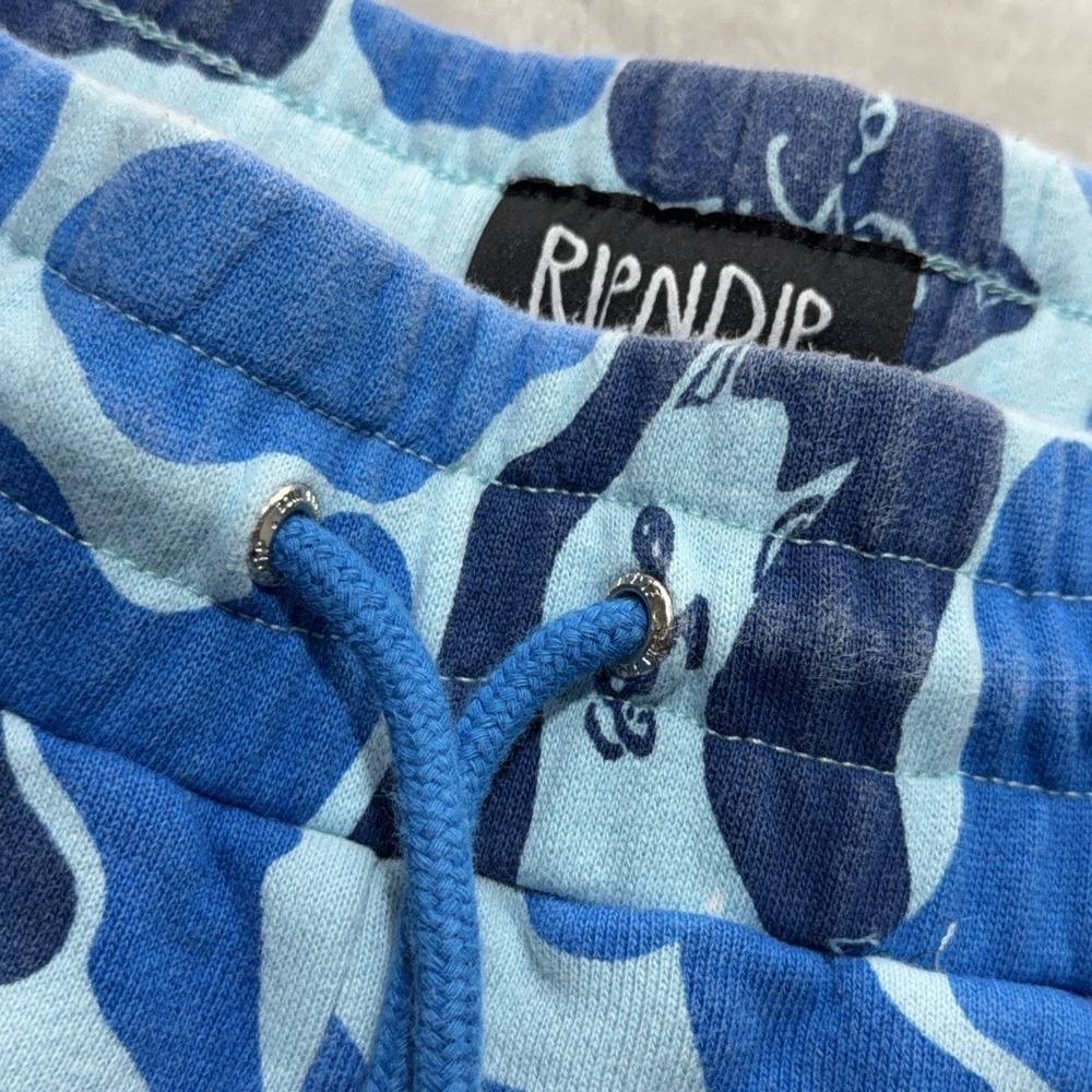 RIPNDIP Lord Nermal Blue Camo Sweat Shorts Mens L Cat Camouflage Fleece Board - Picture 4 of 12
